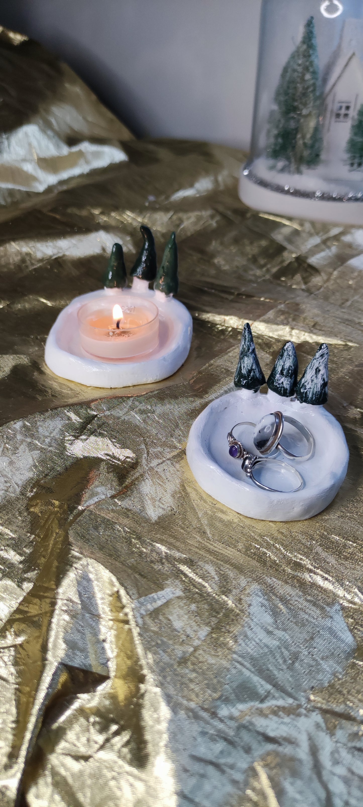 Porte bougie/bijoux "Sapins"